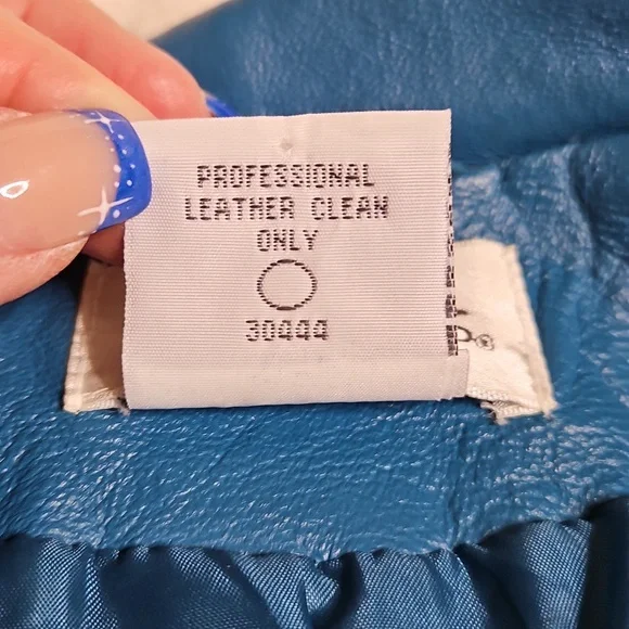 Women's Turquouse Leather Blazer Size 8 - Picture 5 of 6